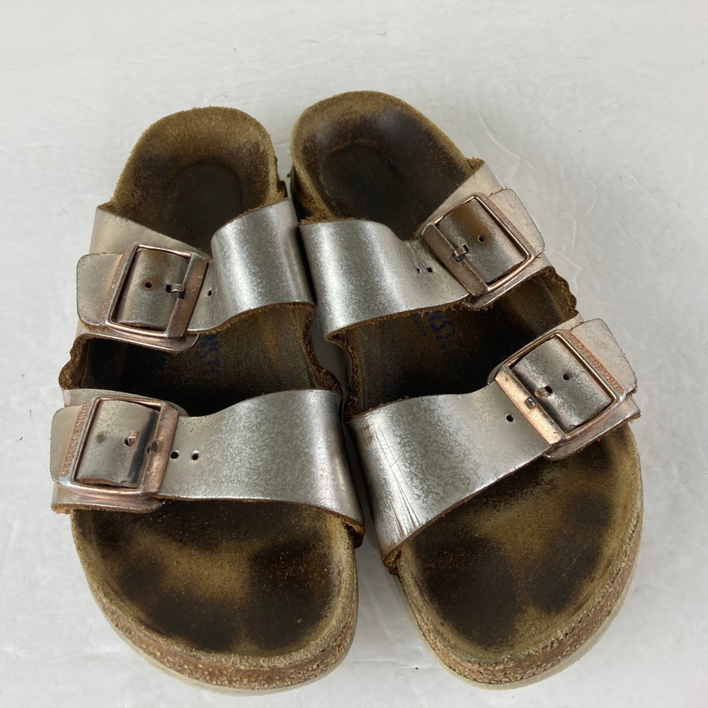 Birkenstock Arizona‎ Sz 8.5 Rose Gold Big Buckle Comfort Sandals Boho Grunge - Picture 2 of 9
